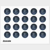 Celestial Navy Blue Sterrennacht Ronde Sticker (Vel)