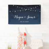 Celestial Navy Blue Sterrennacht Wedding Backdrop Spandoek (Insitu)
