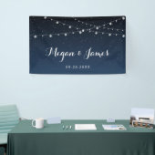 Celestial Navy Blue Sterrennacht Wedding Backdrop Spandoek (Beurs)