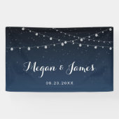 Celestial Navy Blue Sterrennacht Wedding Backdrop Spandoek (Horizontaal)