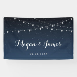 Celestial Navy Blue Sterrennacht Wedding Backdrop Spandoek