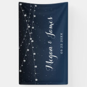 Celestial Navy Blue Sterrennacht Wedding Backdrop Spandoek (Verticaal)