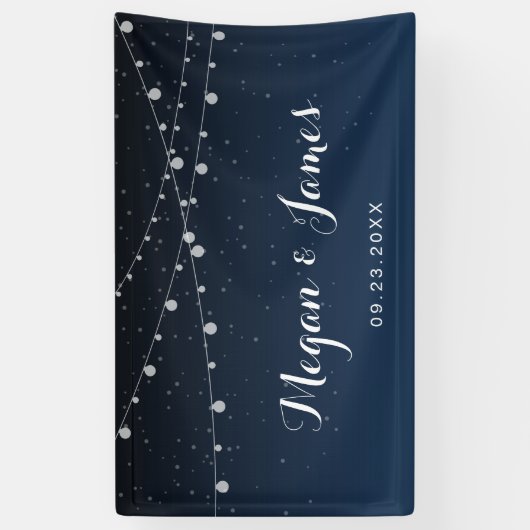 Celestial Navy Blue Sterrennacht Wedding Backdrop Spandoek (Verticaal)