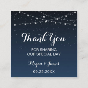 Celestial Navy Blue Sterrennacht Wedding Favor Lab Vierkante Visitekaartje