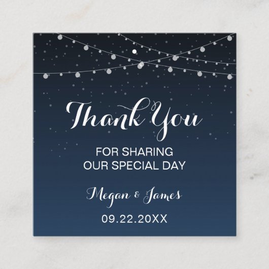 Celestial Navy Blue Sterrennacht Wedding Favor Lab Vierkante Visitekaartje (Voorkant)
