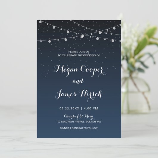 Celestial Navy Blue Sterrennacht Wedding Kaart (Staand voorkant)
