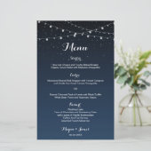 Celestial Navy Blue Sterrennacht Wedding Menu (Staand voorkant)