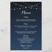 Celestial Navy Blue Sterrennacht Wedding Menu (Voorkant)
