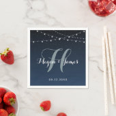 Celestial Navy Blue Sterrennacht Wedding Monogram Servet (Insitu)