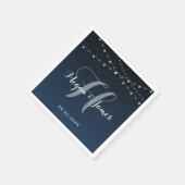 Celestial Navy Blue Sterrennacht Wedding Monogram Servet (Hoek)