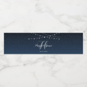 Celestial Navy Blue Sterrennacht Wedding Monogram Waterfles Etiket (Enkel label)