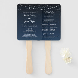 Celestial Navy Blue Sterrennacht Wedding Programme Handwaaier