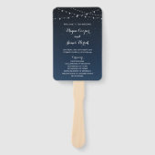 Celestial Navy Blue Sterrennacht Wedding Programme Handwaaier (Voorkant)