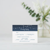 Celestial Navy Blue Sterrennacht Wedding RSVP Informatiekaartje (Staand voorkant)