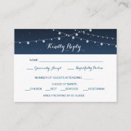 Celestial Navy Blue Sterrennacht Wedding RSVP Informatiekaartje