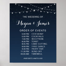 Celestial Navy Blue Sterrennacht Wedding Schedule