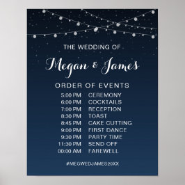 Celestial Navy Blue Sterrennacht Wedding Schedule Poster