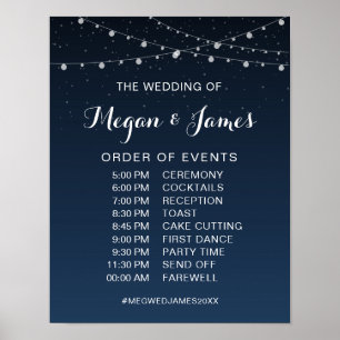 Celestial Navy Blue Sterrennacht Wedding Schedule Poster
