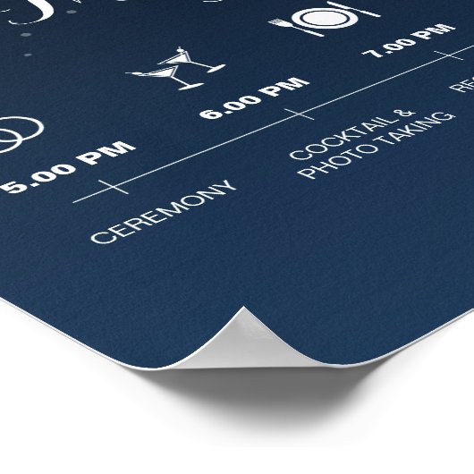 Celestial Navy Blue Sterrennacht Wedding Tijdschem Poster (Hoek)