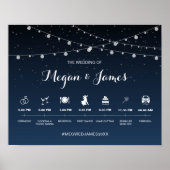 Celestial Navy Blue Sterrennacht Wedding Tijdschem Poster (Voorkant)