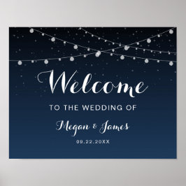 Celestial Navy Blue Sterrennacht Wedding Welcome Poster