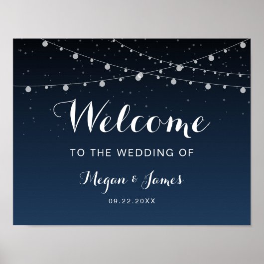 Celestial Navy Blue Sterrennacht Wedding Welcome Poster (Voorkant)