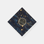 Celestial Navy Gold Monogram Wedding Servet (Hoek)