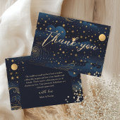 Celestial Navy Gold Wedding Bedankkaart