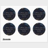 Celestial Navy Gold Wedding Favor Ronde Sticker (Vel)