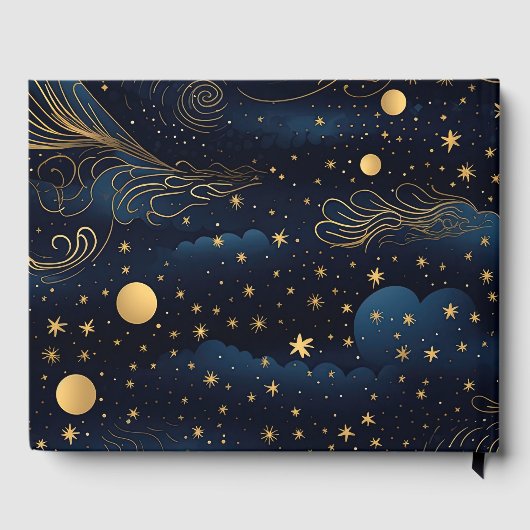 Celestial Navy Gold Wedding Gastenboek (Achterkant)