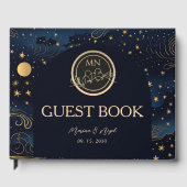 Celestial Navy Gold Wedding Gastenboek (Voorkant)