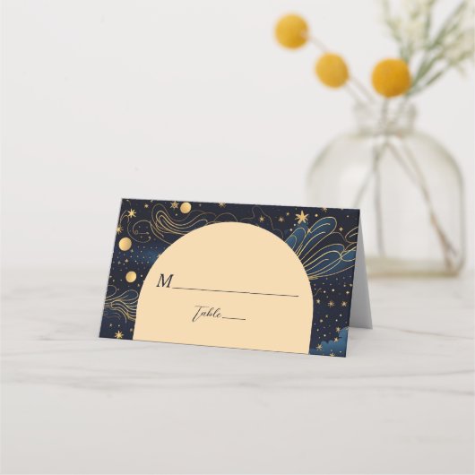 Celestial Navy Gold Wedding Plaatskaartje (Achterkant)