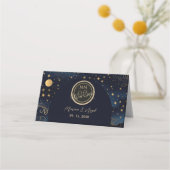 Celestial Navy Gold Wedding Plaatskaartje (Voorkant)