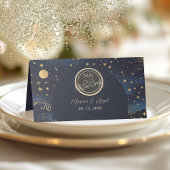 Celestial Navy Gold Wedding Plaatskaartje