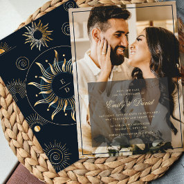 Celestial Navy Gouden Monogram Foto Overlay Save The Date