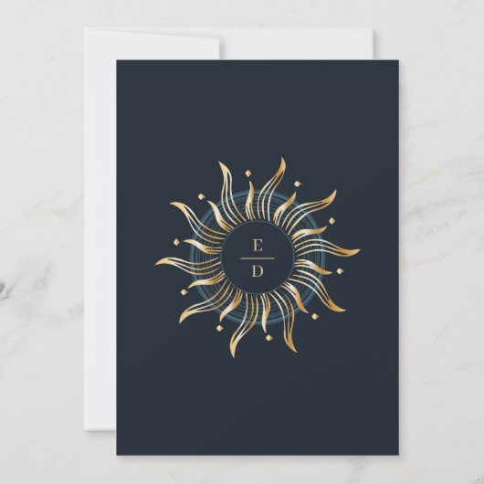 Celestial Navy Gouden Monogram Foto Overlay Save The Date (Achterkant)