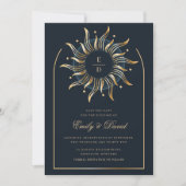 Celestial Navy Gouden Monogram Mystieke Foto Save The Date (Voorkant)