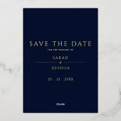 Celestial Navy Minimal Star Moon Foto Folie Uitnodiging (Achterkant)