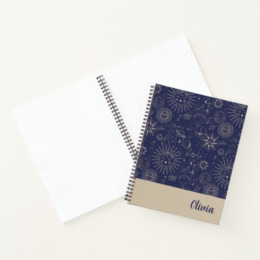 Celestial Navy Pattern Personalized Notitieboek (Binnen)