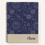 Celestial Navy Pattern Personalized Notitieboek (Voorkant)