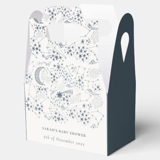 Celestial Navy Sterrennacht Moon Baby shower Bedankdoosjes (Geopend)