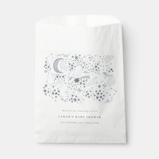 Celestial Navy Sterrennacht Moon Baby shower Bedankzakje (Voorkant)