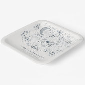 Celestial Navy Sterrennacht Moon Baby shower Papieren Bordje (Gebogen)