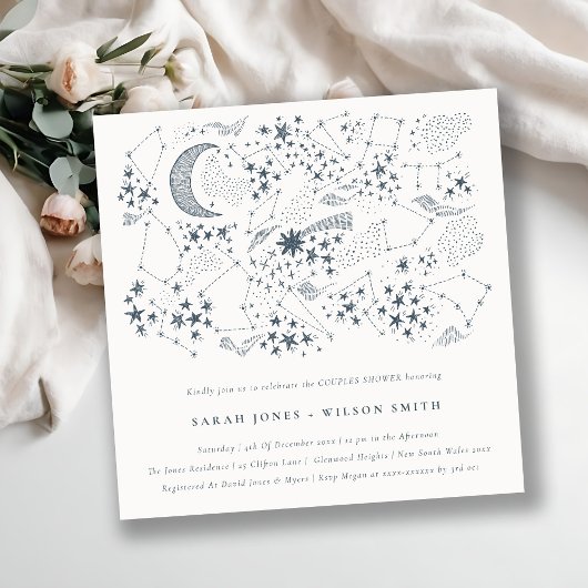 Celestial Navy Sterrennacht Moon Couples Shower Kaart