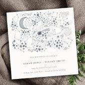 Celestial Navy Sterrennacht Moon Save the Date Kaart