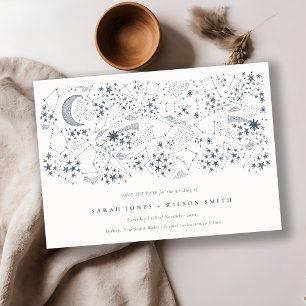 Celestial Navy Sterrennacht Moon Save the Date Kaart