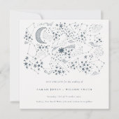 Celestial Navy Sterrennacht Moon Save the Date Kaart (Voorkant)