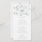 Celestial Navy Sterrennacht Moon Wedding Menu Card (Voorkant)