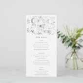 Celestial Navy Sterrennacht Moon Wedding Menu Card (Staand voorkant)
