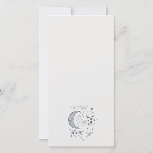 Celestial Navy Sterrennacht Moon Wedding Menu Card (Achterkant)